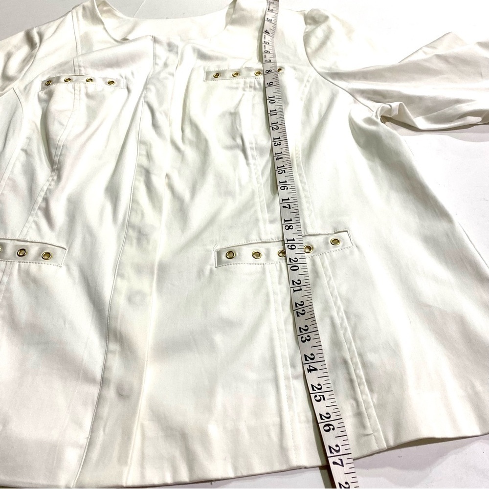 Catherines White Blazer Plus Size 1X 18/20W Cotton Stretch Gold-tone Grommets - Picture 12 of 13